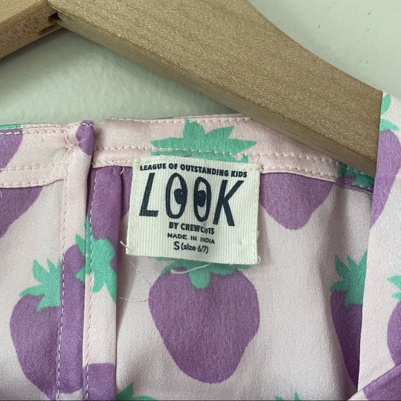 Look by Crewcuts Lavender Strawberry Print Long Sleeve Dress - Picture 5 of 5
